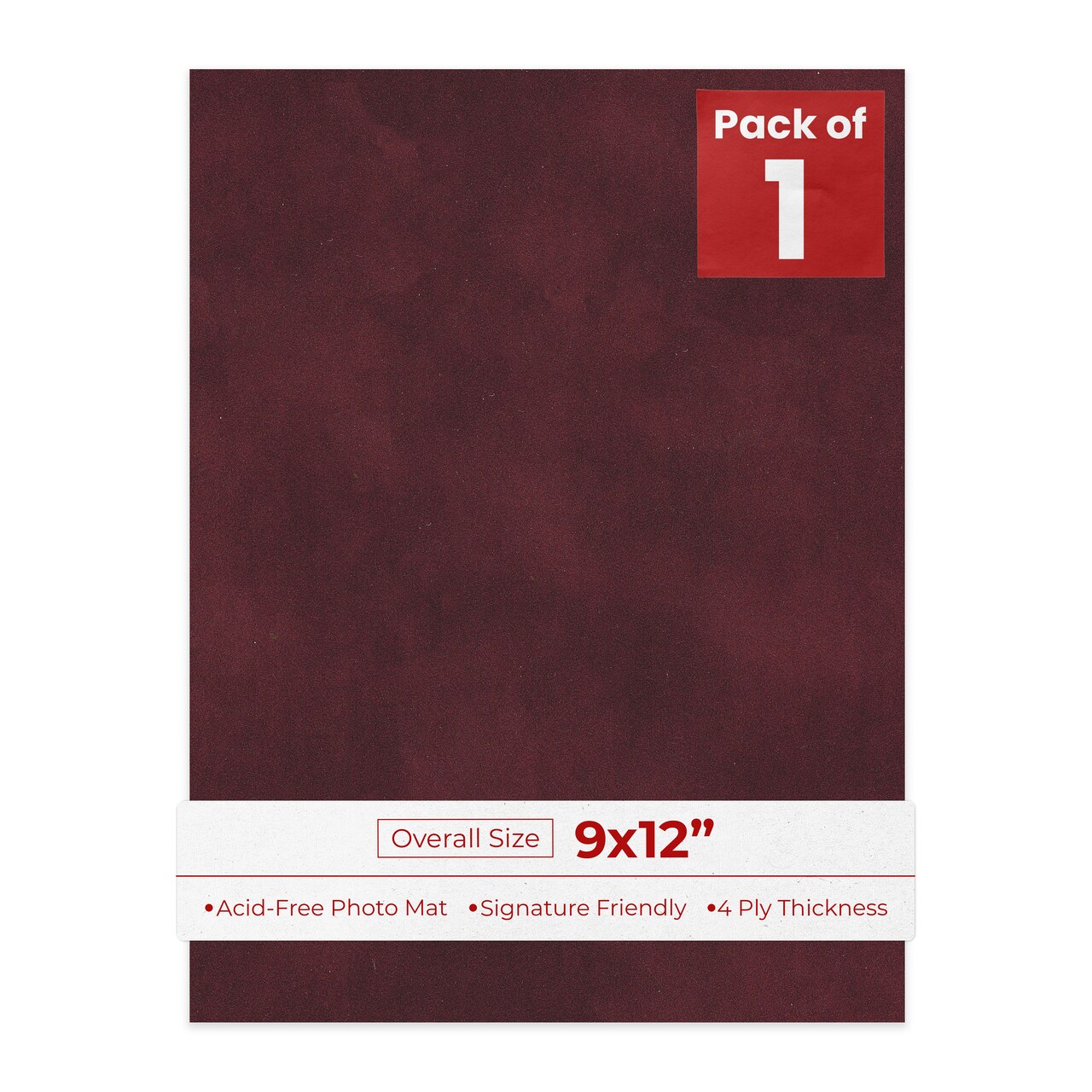 Dark Red Suede 9x12 Uncut Mat Board - Blank Sheets, No Opening